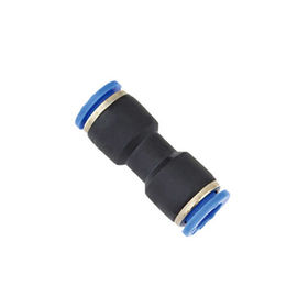 PU Two Way Straight Equal Socket Pneumatic Tube Fitting Black Color