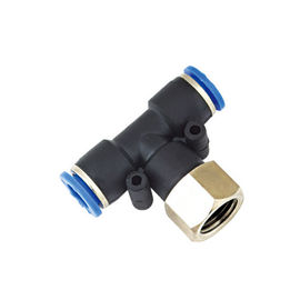 PTF Branch Tee Type Female Connector Warna Hitam Pneumatic Tube Fittings